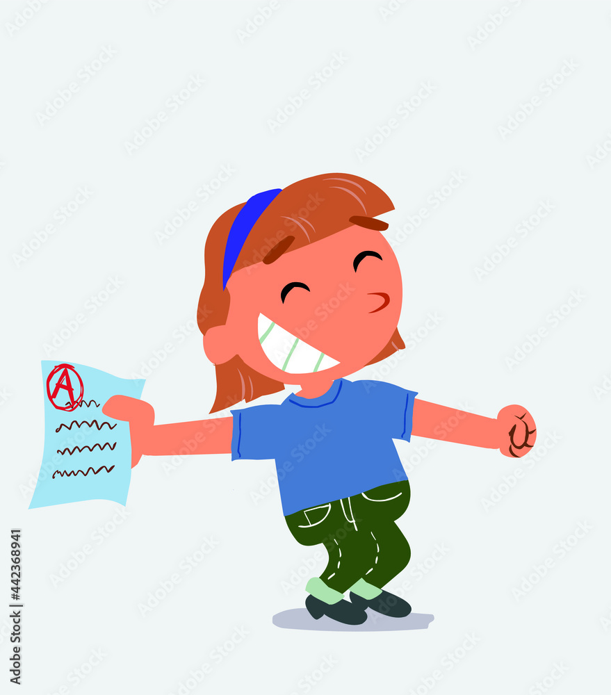 cartoon character of little girl on jeans points to his side while laughing cartoon character of little girl on jeans points to his side while laughing