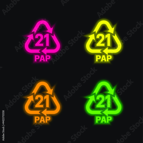 21 PAP four color glowing neon vector icon