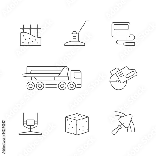 Set line icons of concrete