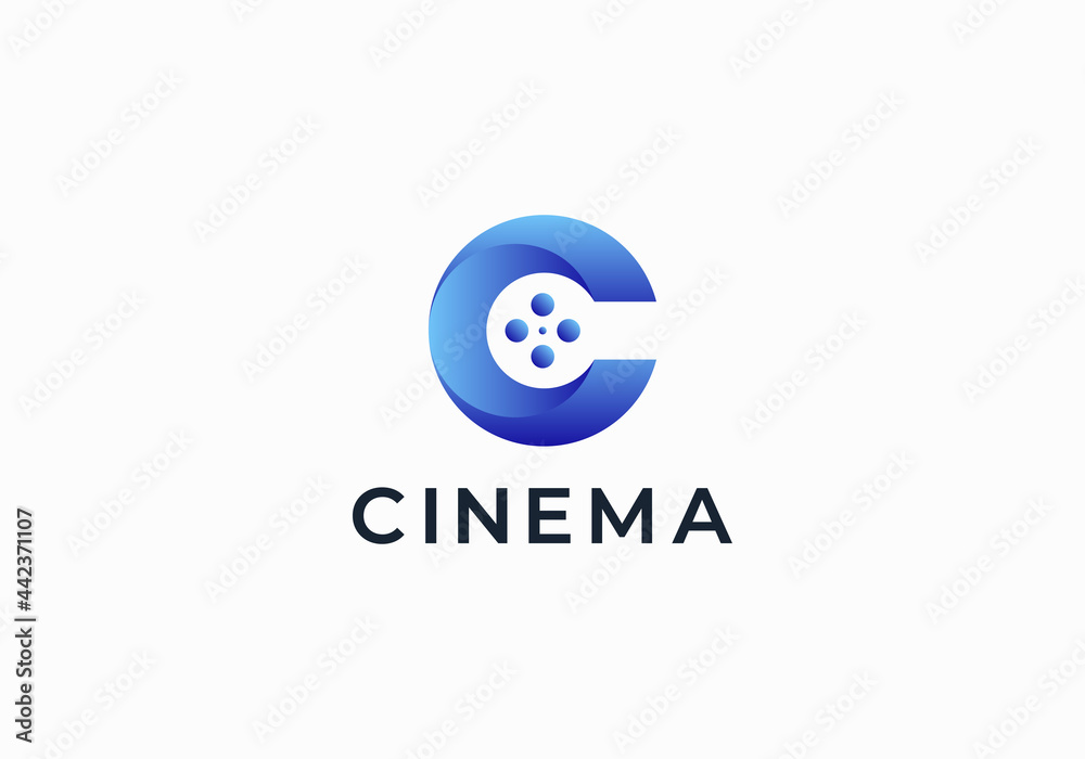Letter C Negative Space Film Roll 3d Logo Design Template Letter C Negative Space Film Roll 3d Logo Design Template