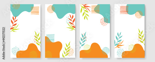 Universal trendy organic floral flower leaf boho art abstract birthday thanksgiving templates. Good for poster, card, invitation, flyer, cover, banner, placard, brochure and other graphic design.