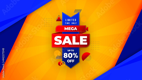 Sale banner template design with geometric background , Big sale special offer up to 80% off. Super Sale, end of season special offer banner. vector illustration.