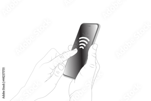 Phone with wi-fi button pushing.