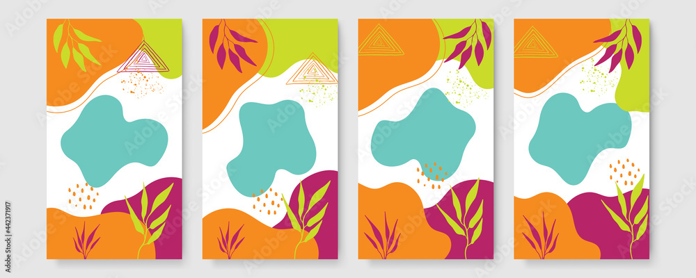 Universal trendy organic floral flower leaf boho art abstract birthday thanksgiving templates. Good for poster, card, invitation, flyer, cover, banner, placard, brochure and other graphic design.