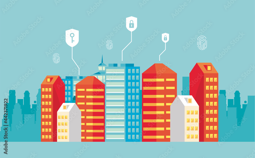 smartcity with security icons