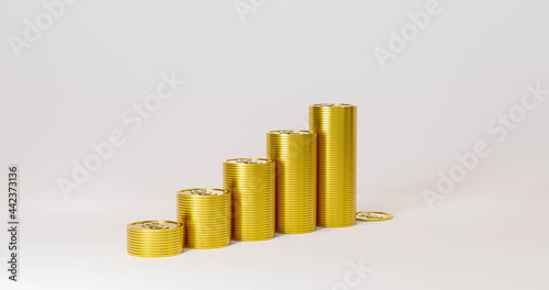 Gold Coin on white background. 3d render.