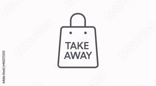 Vector Isolated Black and White Take Away Bag Icon or Sign