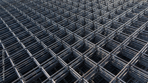 Fotografia The rebar is bonded with steel wire for use as a construction infrastructure
