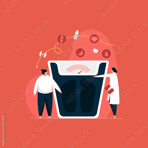  fat patient consulting doctor for metabolic syndrome, negative impact of obesity problem