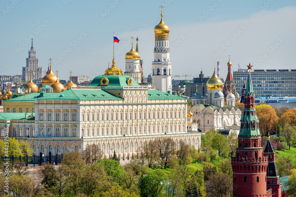Aerial view of the Moscow Kremlin and the Grand Kremlin Palace on a spring day Aerial view of the Moscow Kremlin and the Grand Kremlin Palace on a spring day