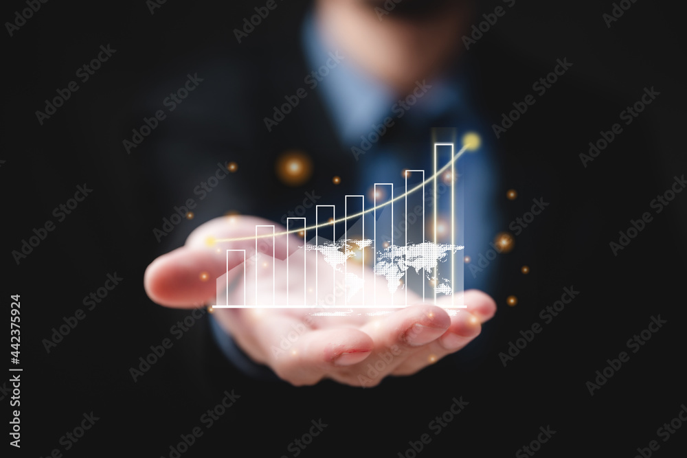 hand of businessman with graph of business growth concept, graphic of global network marketing finance chart, investment or exchange stock, display of success information trade rate statistic diagram hand of businessman with graph of business growth concept, graphic of global network marketing finance chart, investment or exchange stock, display of success information trade rate statistic diagram