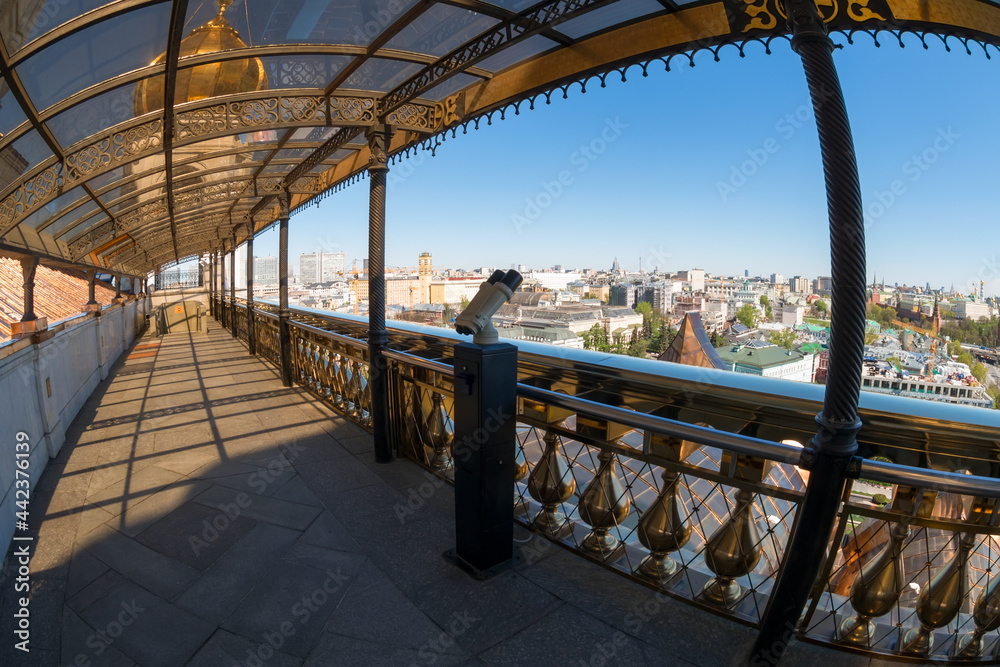 View from the observation deck of the Cathedral of Christ the Savior on a sunny spring day
