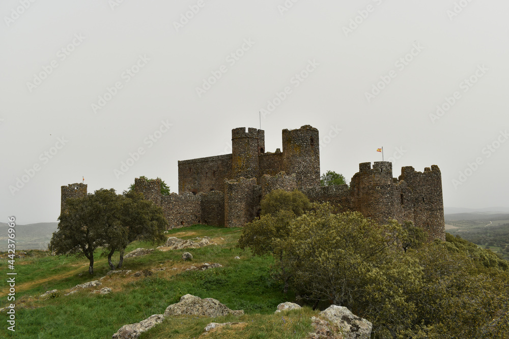 Old castle in the top of a hill in Salvatierra de los Barros