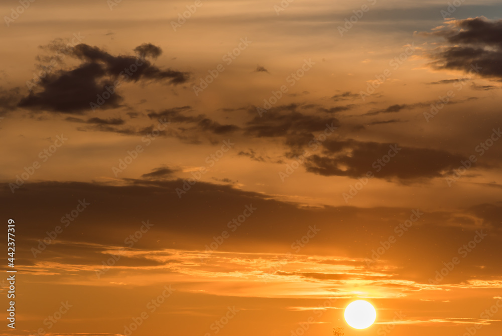Bright Dramatic Sunset Sky for Sky Replacement or Background