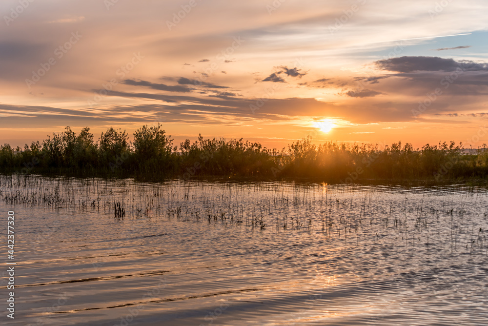 Sunset with Reflections at a Lake in Latvia