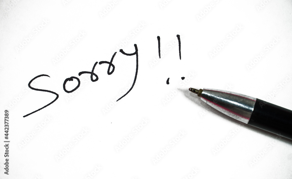 Fototapeta premium hand written sorry in white background