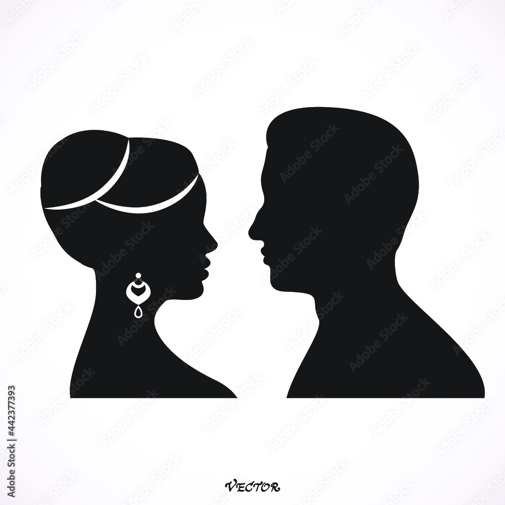 Couple in love, flat style. Valentine's day card. Vector illustration Icon Isolated on White Background.