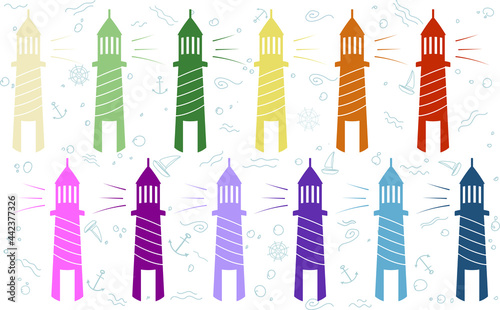 Vector of the colored Lighthouse Clipart