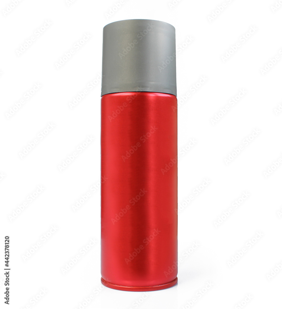 Blank red spray can with grey top isolated on white background Blank red spray can with grey top isolated on white background
