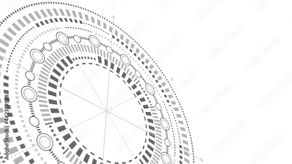 Technology background . HUD elements .Engineering concept.Rotating mechanism of round parts .Technological innovation .3d illustration. Technology background . HUD elements .Engineering concept.Rotating mechanism of round parts .Technological innovation .3d illustration.