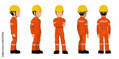 set of industrial worker on white background