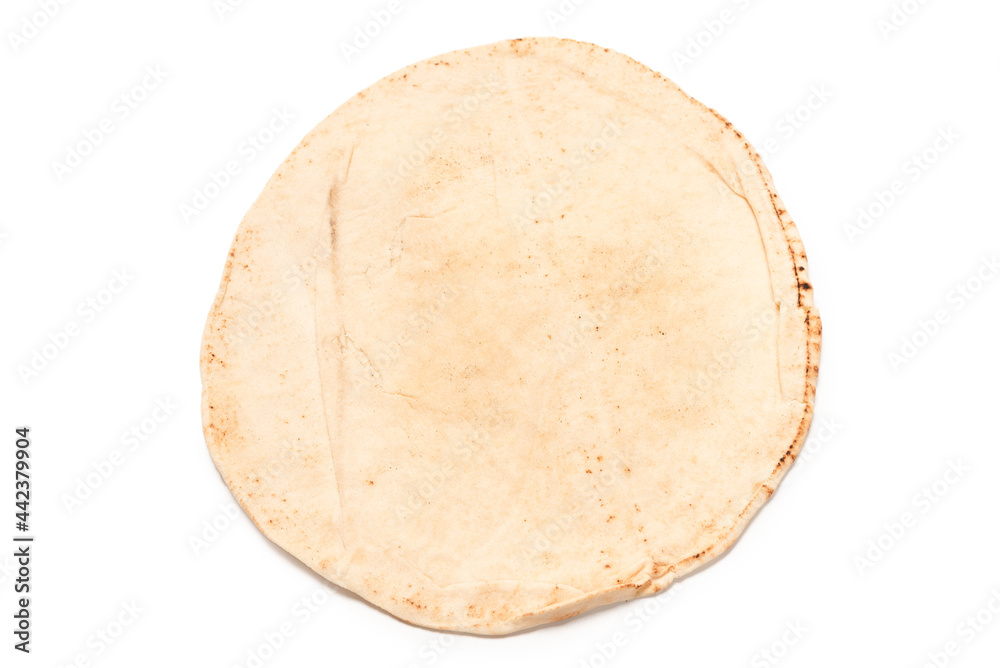 Grilled pitta bread isolated on white background. Grilled pitta bread isolated on white background.