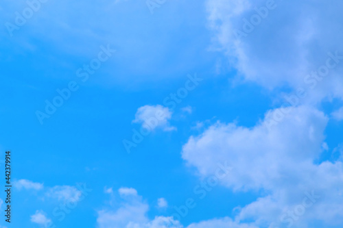 High up angle view of blue sky and partly cloudy in daylight on summer season  sky and cloud background