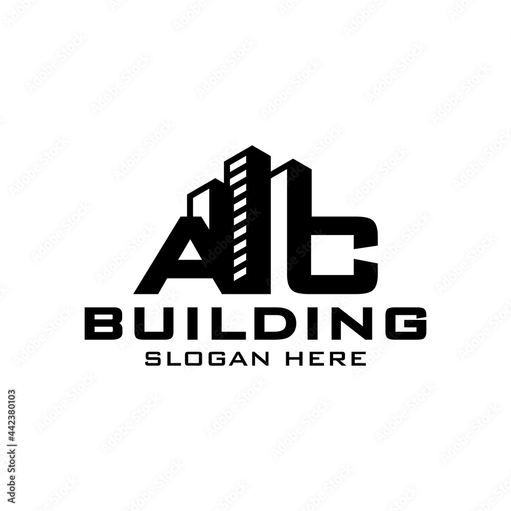 Building construction logo design with initial AC