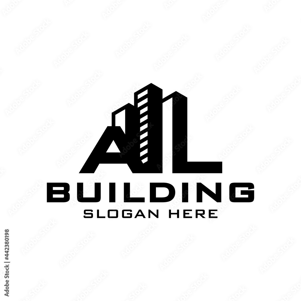 Building construction logo design with initial AL