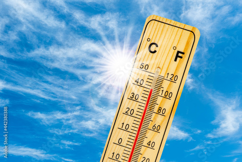 Heat in summer with high temperature and lack of water