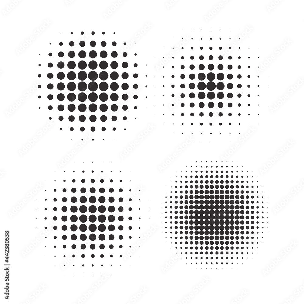 Halftone circles, halftone dot pattern texture set on white background - obrazy, fototapety, plakaty 