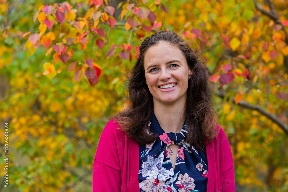 Portrait of a happy australian woman in Autumn colours Portrait of a happy australian woman in Autumn colours