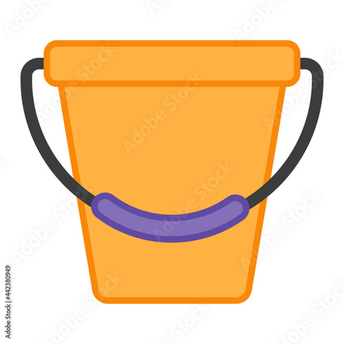 A plastic pail icon in flat design
