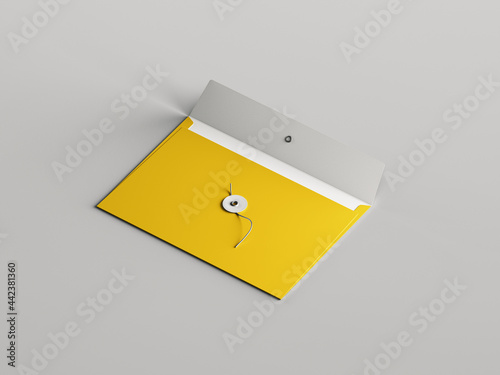 Branding stationery mockup scene perspective view, C5 Size Envelope isolated on grey background to replace your design. With the clipping path, isolated, changeable background. photo