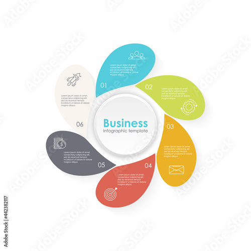 Template infographic vector with 6 steps or options. Infographics for business concept can be used for layout, presentations, banner, diagram or graph.