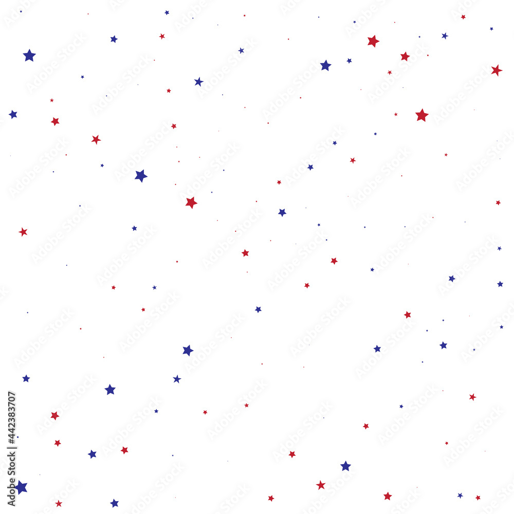 Coral Confetti Space. Blue Starry Sky. Indigo Stars Wallpaper. American Vector Isolated. Sliver Pattern Banner. White Texture Anniversary. Celebration Anniversary.