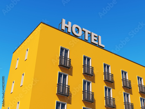 Hotel exterior perspective image 3D renderings