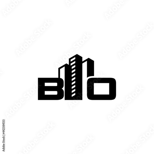 Building construction logo design with initial BO