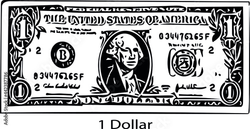 vector illustration of 1 dollar