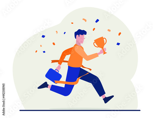 Flat illustration business winner reaching goal  success. Business vector concept illustration