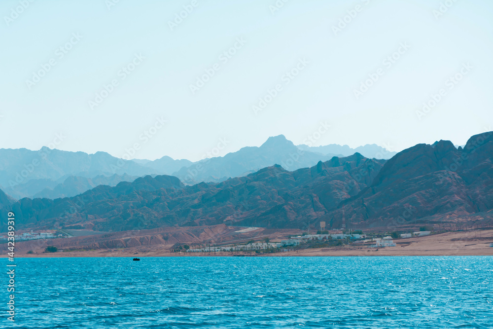 Seascape view from Dahab Sina, Egypt | Lanscape sea and mountains