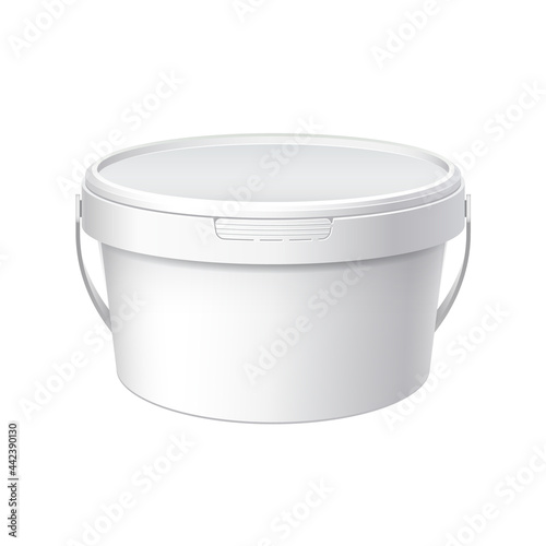 White plastic bucket with White lid. Product Packaging