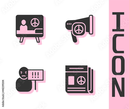 Set News, Peace, Protest and icon. Vector