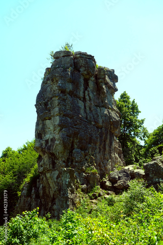 Beautiful travertine rocks called travertine mound in Dreveník not far from Spišské Podhradie, the largest travertine area in Slovakia