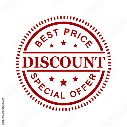 red stamp sticker discount isolated on white background