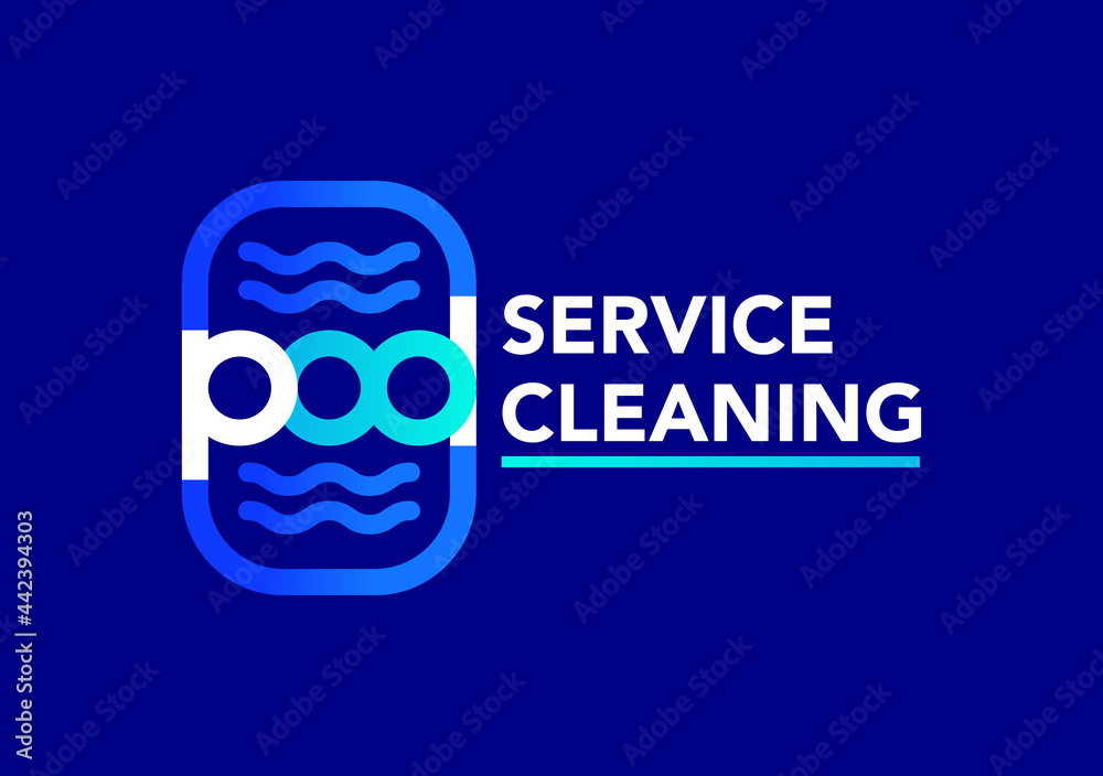 logo or emblem, cleaning and service of the pool on a blue background. Vector, illustration logo or emblem, cleaning and service of the pool on a blue background. Vector, illustration