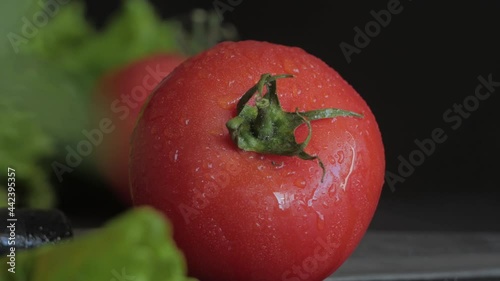 Tomato and green salad close up