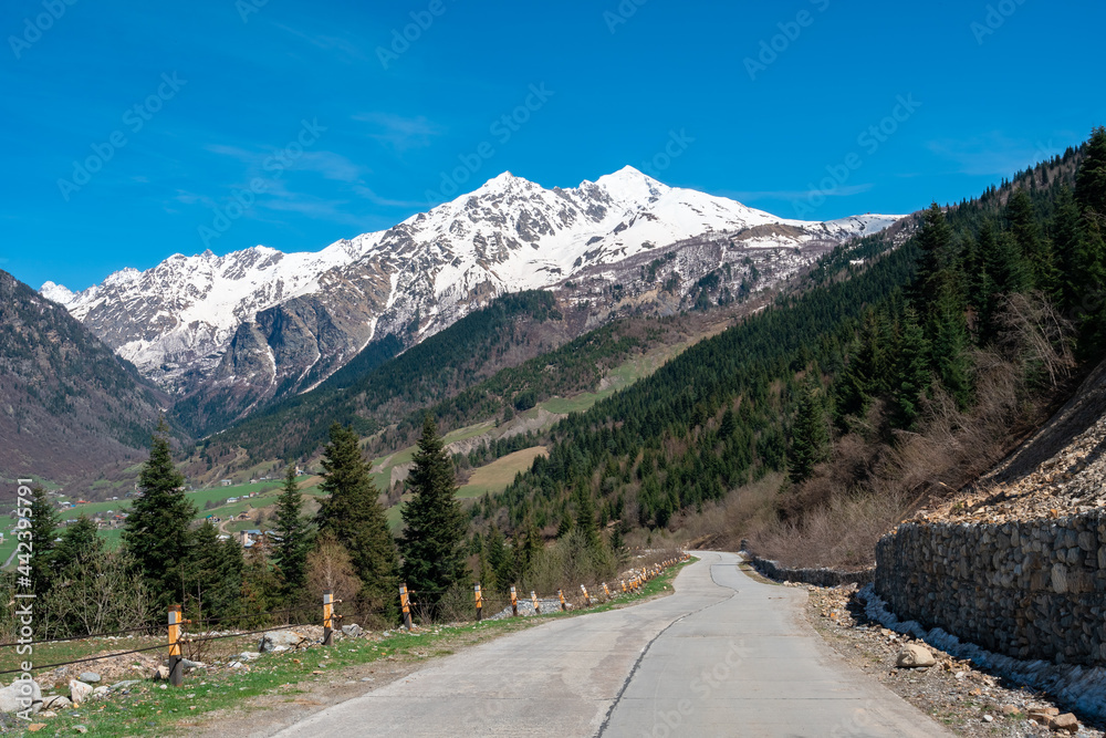 Mount Tetnuldi rises above the Great Caucasian Range in the upper Svaneti