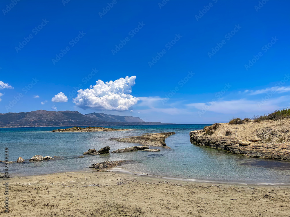 Seaside view by the Prehistoric Cemetery of oldest submerged lost city of Pavlopetri in Laconia, Greece. About 5,000 years old. It is the oldest city in the Mediterranean sea.