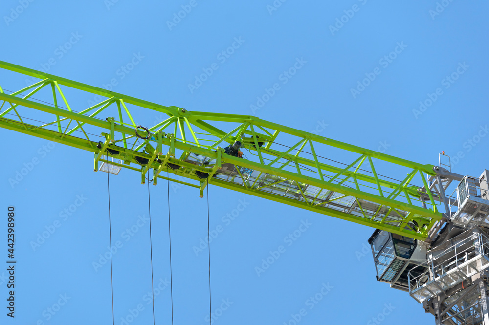 construction crane at blue sky background